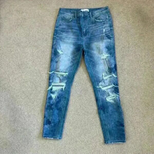 Vervet Millies Jeans Crop Skinny High Rise Distressed Medium Wash Blue Size 30